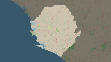 Sierra Leone highlighted. Topographic Map