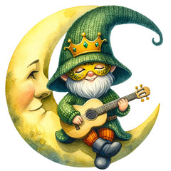 cute happy new year green gnome 