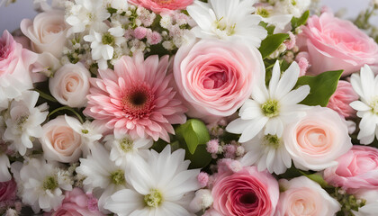 Fototapeta premium Closeup of bouquet of pink roses