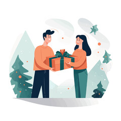 Vector drawings of giving gifts on various festivals