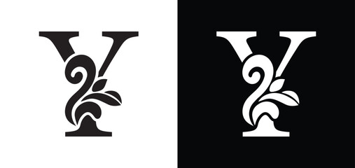 letter Y. flower letters. Vintage ornament initial Alphabet. Logo vector	
 - obrazy, fototapety, plakaty