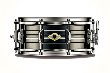 Realistic snare drum on white background isolated. - obrazy, fototapety, plakaty