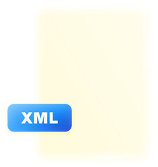 xml file icon glassmorphism style with gradient, blur and transparency.