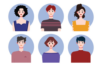 Set of social media profile templates with people avatars. Vector illustration