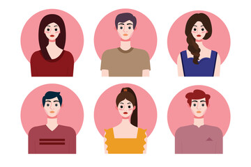 Set of social media profile templates with people avatars. Vector illustration