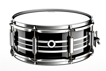 Realistic snare drum on white background isolated.