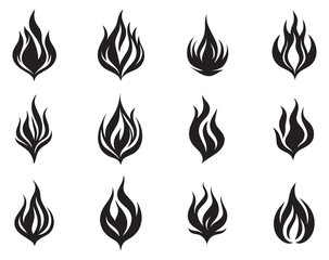 Fire flame icon set vector design symbol of power and energy. Flat style