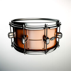 Fototapeta na wymiar Realistic snare drum on white background isolated.