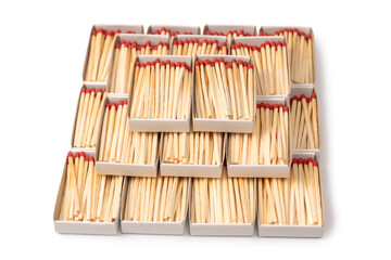 Boxes with new matchsticks as a background.