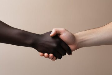 Handshake between a black person and white person, Racial unity to Fight against racism and racial discrimination, Promotion of Equality diversity inclusion affirmative action - obrazy, fototapety, plakaty