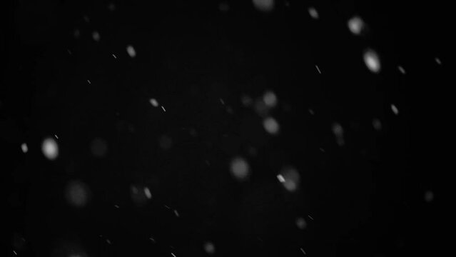 snowfall overlay, black background - winter, slowly falling snow effect