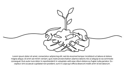 Continuous line design of concern for the earth . Single line decorative elements drawn on a white background.