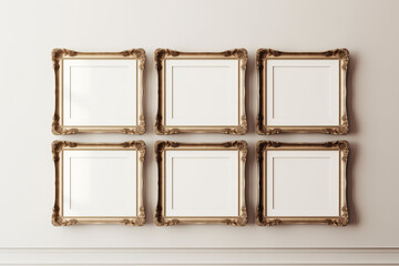 Vintage, Decoration, Wood Empty Frames, Isolated on Solid Background, Generative Ai