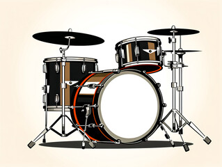 Fototapeta na wymiar Realistic drum set isolated on white background.