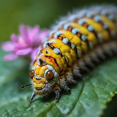 yellow caterpillar on leaf