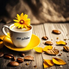 cup of coffee and flowers