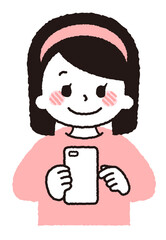 スマホを操作する子供のイラスト。