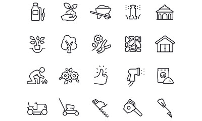 Landscaping Thin Line Icons vector design
