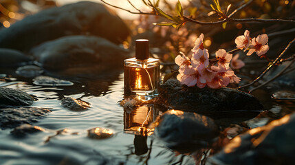 Perfume Bottle Mockup Shimmering In Sunlight - Generative Ai