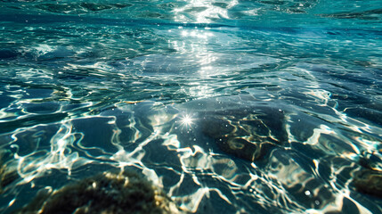 Fototapeta premium Underwater Sun Reflections - Generative Ai