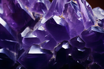 Macro shot of violet Amethyst quartz mineral crystal