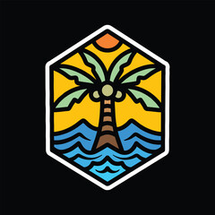 Palm Tree Logo Vector Design illustration Emblem