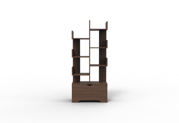book shelf front view with shadow 3d render