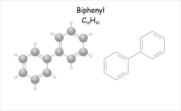 Stylized molecule model/structural formula of biphenyl.