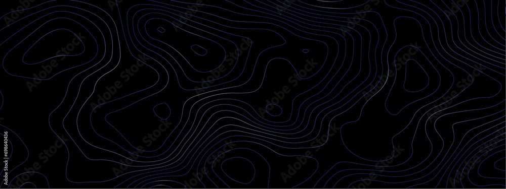 Poster luxury abstract topographic line map. modern design with black background with topographic wavy patt