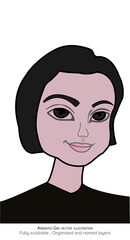 animated girl vector illustration - named layers and fully organized layers. - Beautiful fashion girl short hair vector illustration.