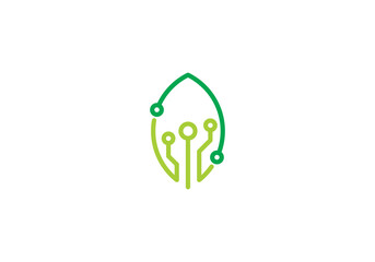 leaf tech logo. creative neuron digital connect icon design.