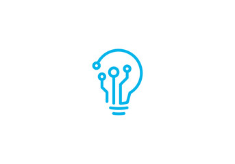 creative lamp tech logo design template