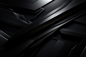 Graphic resources. Abstract and futuristic black background with copy space. Smooth and sharp dark blank objects surface