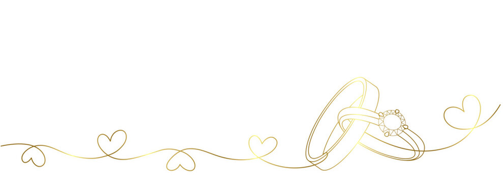 Naklejki luxury wedding love line art style vector. outline continuous heart. engagement, valentine background decoration