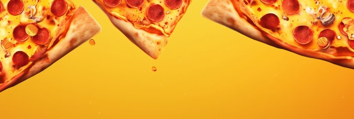 Pizza slices isolated on orange background