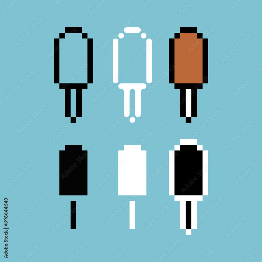Poster pixel art sets of screwdriver icon with variation color item asset. screwdriver icon on pixelated st