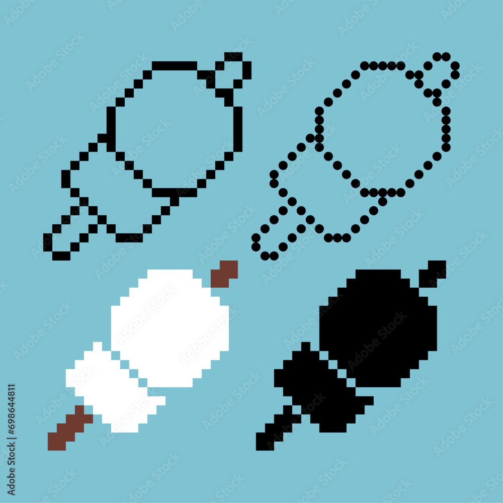 Poster pixel art sets of meat icon with variation color item asset. big meat icon on pixelated style. 8bits