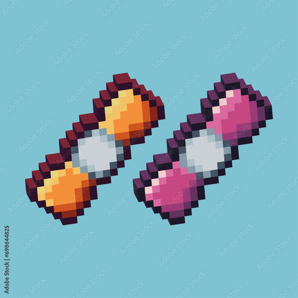 Poster isometric pixel art 3d of candy icon for items asset. candy icon on pixelated style.8bits perfect fo