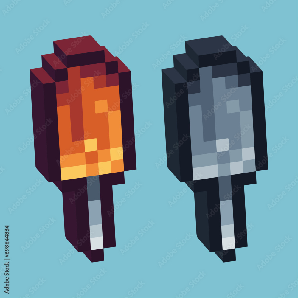 Poster isometric pixel art 3d of screwdriver icon for items asset.screwdriver icon on pixelated style.8bits