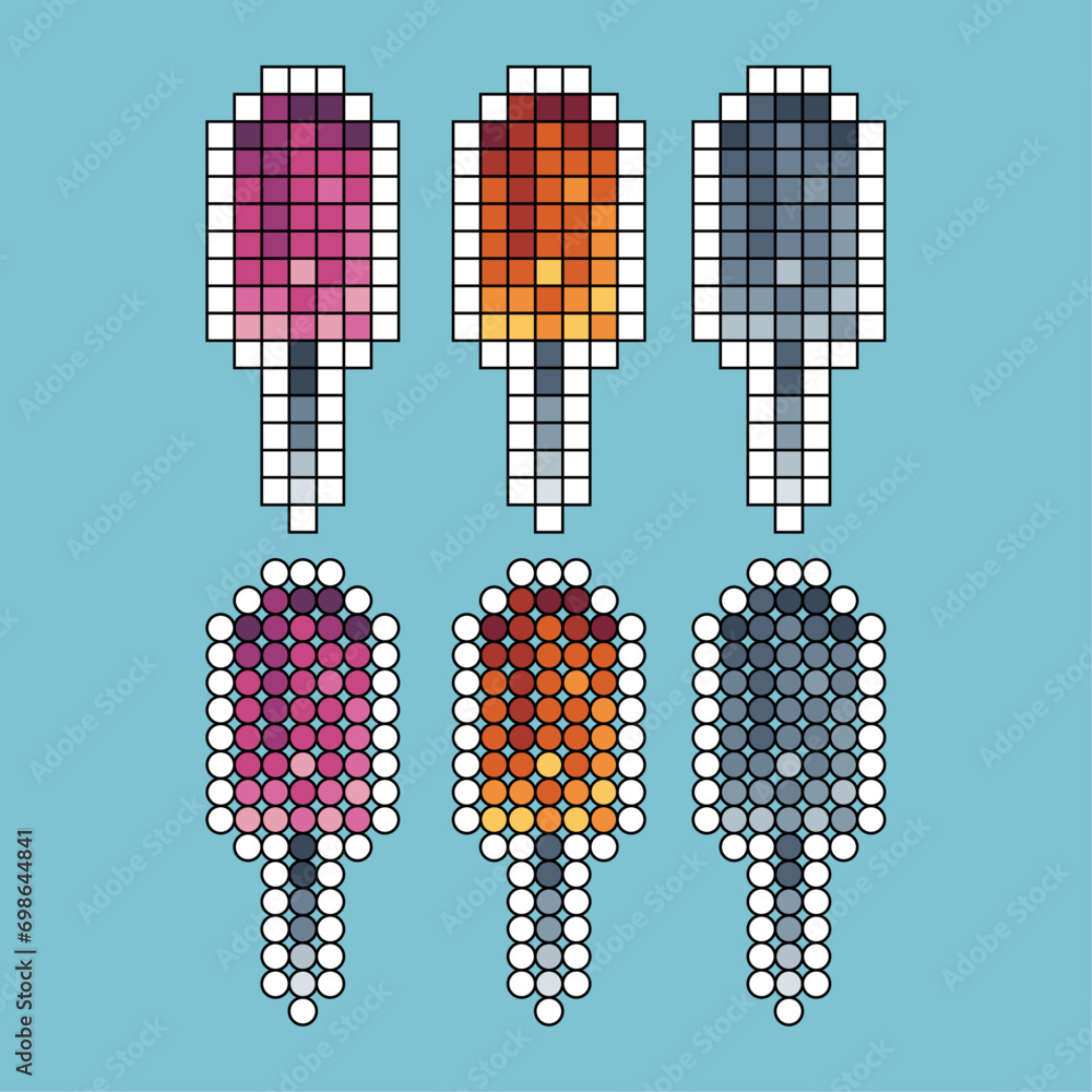 Poster pixel art stroke sets of screwdriver icon with variation color item asset. screwdriver icon on pixel