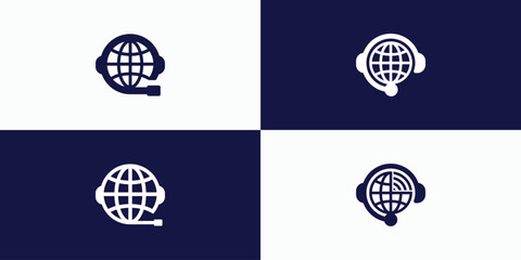 Collection of global customer service logo designs - obrazy, fototapety, plakaty
