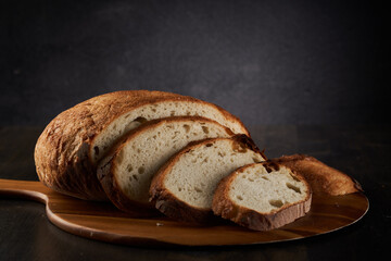 Homemade bread on a wooden board