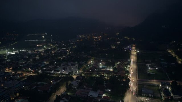 Aerial drone hyperlapse above the mountainous city of Teresopolis a day trip from Rio de Janeiro, Brazil