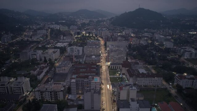 Aerial drone hyperlapse above the mountainous city of Teresopolis a day trip from Rio de Janeiro, Brazil