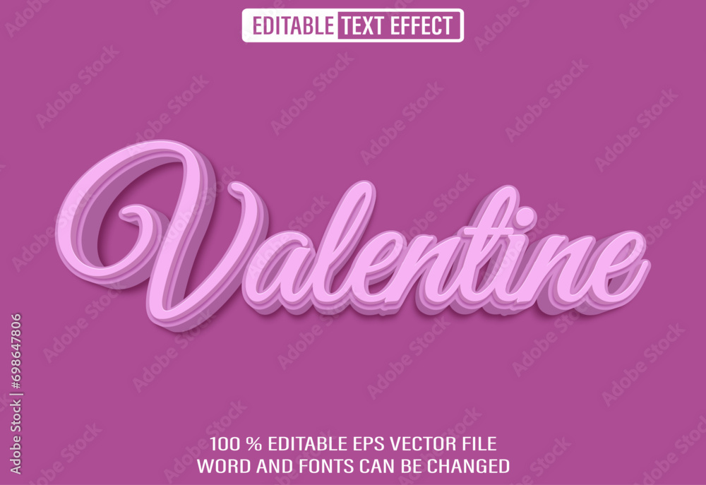 Poster editable 3d text style effect - valentine text effect template