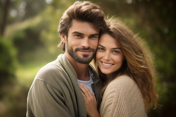 Obraz premium AI generated portrait image of happy married people enjoying romantic period