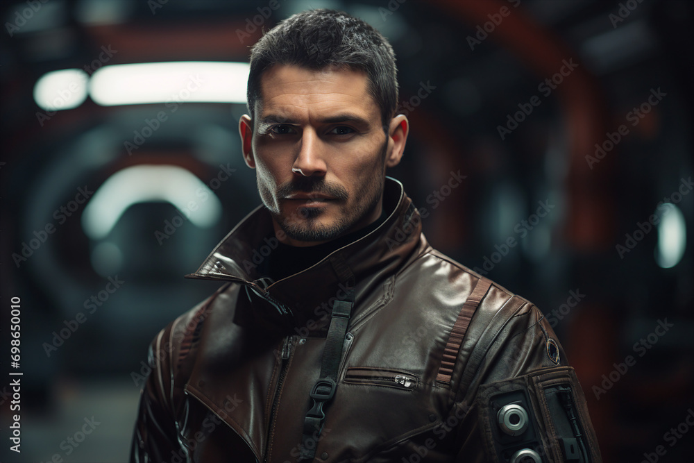 Poster generative ai picture of professional engineer worker wearing uniform in factory generative ai