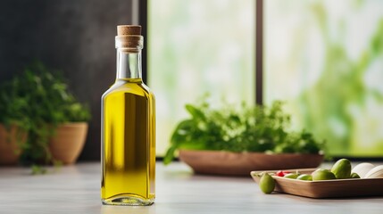 bottle of olive oil and spices