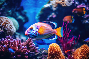 Naklejka na ściany i meble Close view of a colorful tropical fish