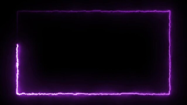 Abstract glowing neon light rectangle frame and seamless loop pattern animation background 